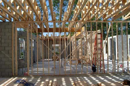 Framing first floor, floor trusses started