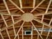 The hex ceiling framing in living room
